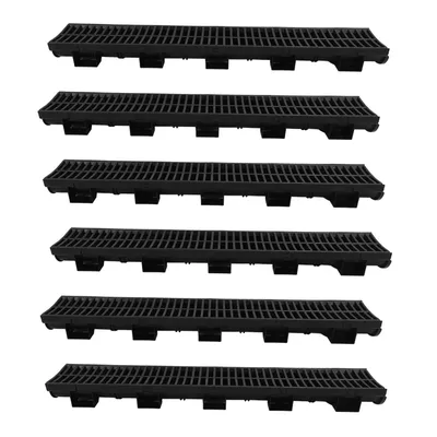 6 Set Trench Drain System Interlocking Leakage Proof Channel Drain with Grates for Gardens Farms
