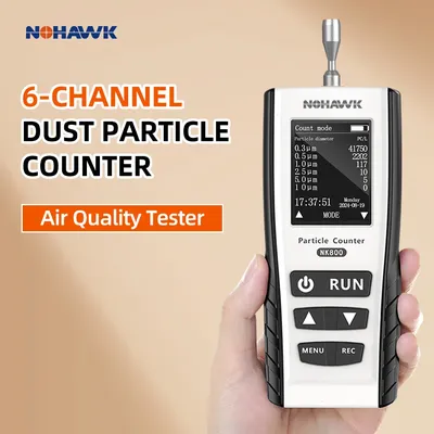 Nohawk New Dust Particle Counter PM2.5 PM10 Detector Air Pollution Detector with 2.4in LCD Display For 1000-Class Clean Room