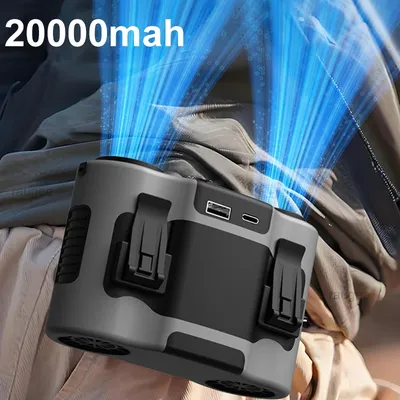 20000Mah Waist Fan Portable Clip Fan With Double Wind Outlet Mini Wearable Hanging Neck Fan For