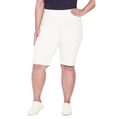 Plus Size Women's Butter Denim Pull On Short by Avenue in White (Size 28)