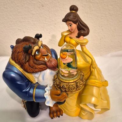 Disney Accents | Beauty And The Beast Belle Snowglobe Music Box W/ Rose Dome | Color: Blue/Yellow | Size: 71/4 Tall X6wide 5" Deep