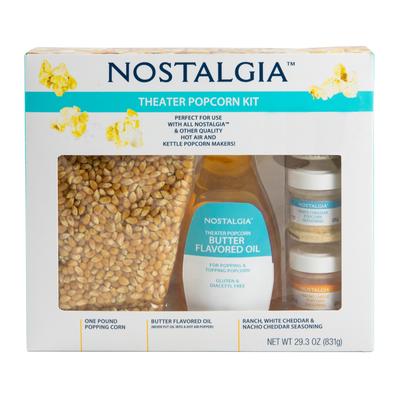 Nostalgia Hot Air & Kettle Popcorn Kit, 3 Seasonings , Oil, Popcorn Kernels