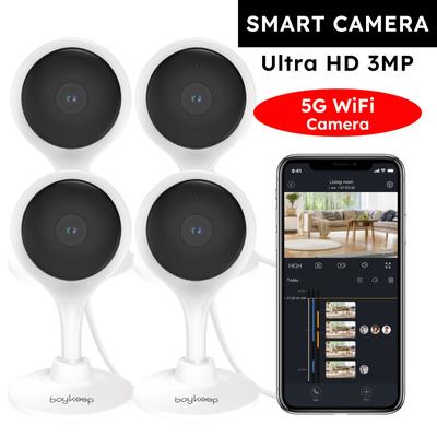 TEMU 4pcs Boykeep 5g/2.4ghz Wifi Camera Indoor Surveillance Camera Indoor 2k Baby Monitor With Camera, Night , Motion/ Sound Detection, Audio, Sd & Cloud Storage, K10 Image