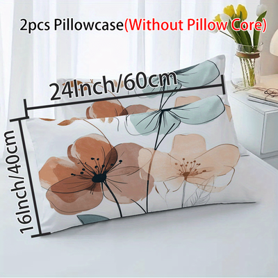 TEMU 3d Simple Warm Soft Floral Series Polyester Pillowcase Set 2pcs Image