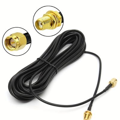 TEMU 16.4ft Rg174 Sma Coaxial Cable - Low Loss Male To Female Extension For & Cb Radio, With Golden Connectors, Antenna Setup|sleek Cable Design|durable Construction, Sma Coaxial Cable Image