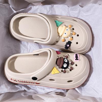 TEMU Fashionable Couple Men's And Women's Cute Hole Shoes With Cute Briquette Pendants, Elegant Black Eva Mules And Clogs For Outdoor And Casual Wear, Image