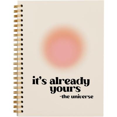 TEMU 1pc A5 Spiral Notebook, 50 Pages, Preppy Pink Aura Design, Dotted Paper, Hardcover Journal For Women, Spiritual Aura Theme, No Feathers Image
