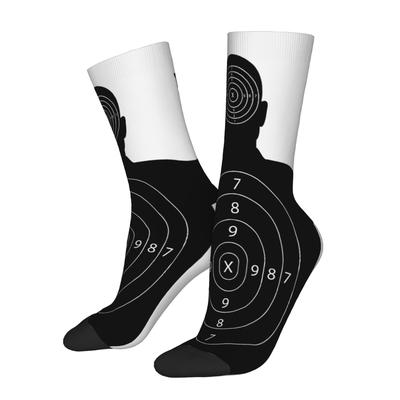 TEMU 1 Pair Men's Novelty Pattern Crew Socks, Polyester (95%) And Elastane (5%) Knit Fabric, Seamless Casual Socks, Hand Washable, Unique Hip Hop Vintage Style, Christmas Gift Idea Image