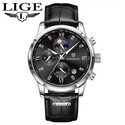 TEMU Fashion Quartz Watch, 24 Hours Calendar/night Light Mode/genuine Strap Business Casual Watch, Unique Personality Charm Wrist Watches For Women/men, Ideal For Present Image