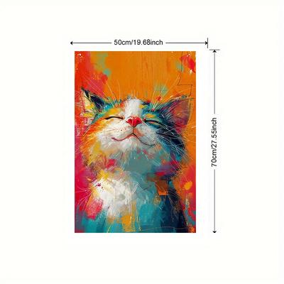 TEMU 1pc Vibrant Cat Canvas Art Print - , Impressionistic Wall Decor Poster, Modern Artwork For Home, Bedroom, Gym, Library, Restaurant - Ideal Gift, Cat Decor Image