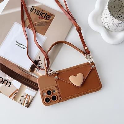 TEMU Love Crossbody Card Holder Phone Case Suitable For Iphone 16, Hand Strap 15 Love 14 Precision Hole 13 Image