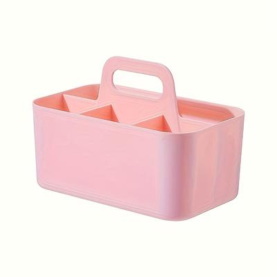 TEMU 1pc Storage Basket With Handle, Portable Pencil Holder For , Desk Organizer Box With 5 Compartments