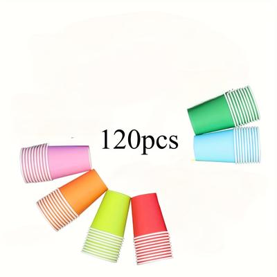 TEMU 120pcs Paper Cups Party Cups Drinking Cups For Picnic, Weddings, Birthday Party Image