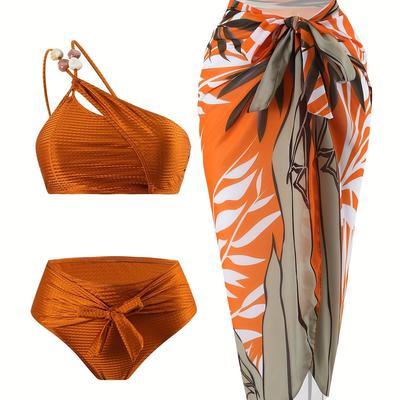 TEMU New Swimwear European And American Split Bikini Sexy Soft Bikini Women's Swimwear Resort Beach Skirt Three-piece Set Image