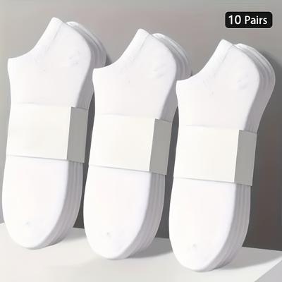 TEMU 20 Pcak Simple Solid Color Invisible Boat Socks For Men, Sports Black, Gray, White Solid Color Socks, Comfortable Ankle Socks Image