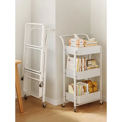 Foldable storage rack Small cart storage rack Multi story floor storage rack Kitchen snack rack Toilet mobile storage rack
