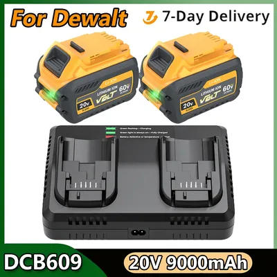 For Dewalt DCB609 Battery Replacement 9000mAh DCB200 Compatible For Dewalt 20V-60V Cordless Power Tool Rechargeable Batteries