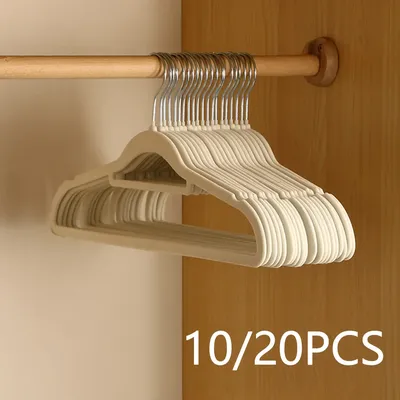 10pcs of High-End Velvet Clothes Hangers, Non-Slip Flocked Felt Clothes Hangers,Solid Clothes Hangers,Heavy-Duty Clothes Hangers