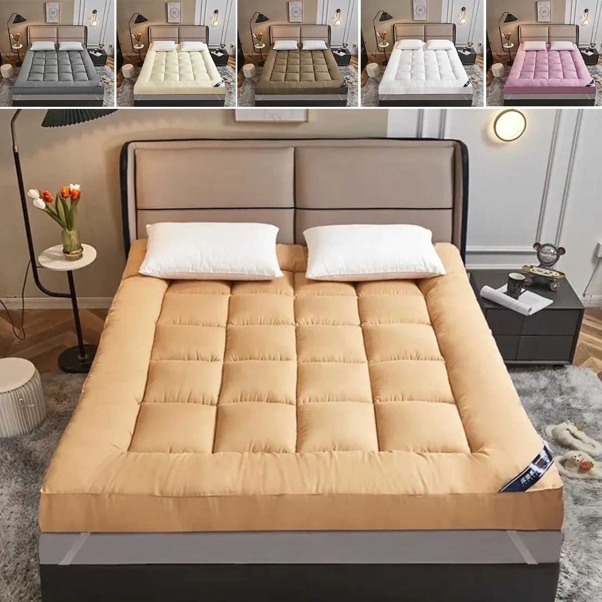 Verdickung 10 cm weiche Matratzenauflage für Tatami-Bett, Schlafgäste, atmungsaktive und hautfreundliche Matratzen, zusammenklappbarer Topper-Boden Image