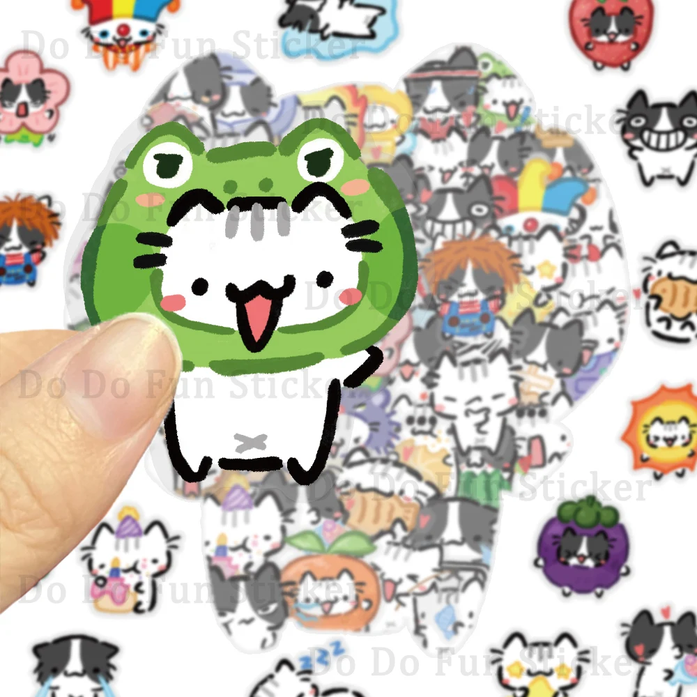 54PCS Cartoon Kätzchen Bunte Täglichen PET Aufkleber Kunst Kreative Dekoration Wasser Tasse Telefon Fall Gitarre Laptop DIY Aufkleber Image
