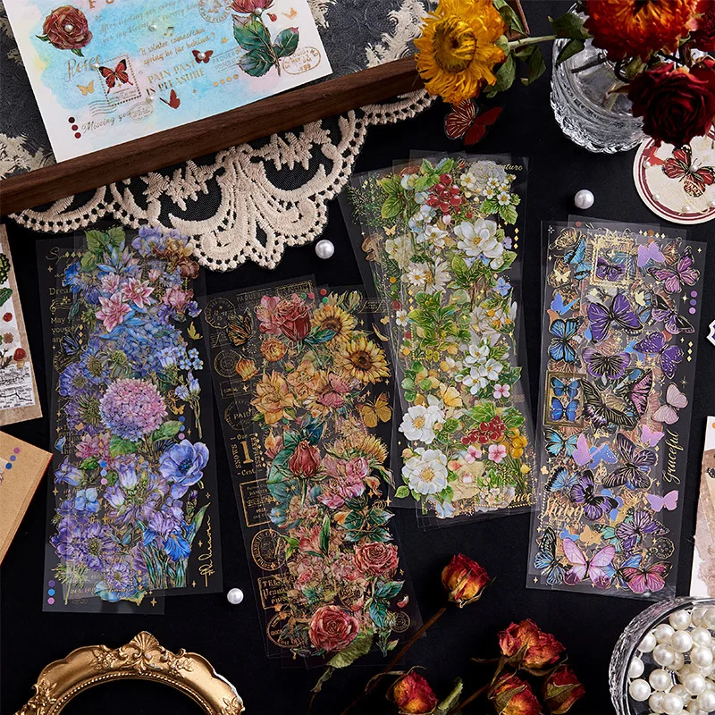 20 Stück Bronzing Long Strip Aufkleber selbstklebend DIY Handkonto Tagebuch Album Scrapbooking Material Junk Journal Supplies Image