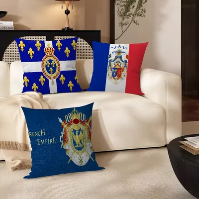 Napoleon Wappen Kissenbezug Auto Wurfkissenbezug für Sofa Auto Weihnachtsgeschenk 40x40cm 45x45cm Image