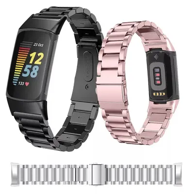 1pc Edelstahl Sport Freizeit Uhren armband für Fitbit Charge 5 Smartwatch Zubehör Armbänder