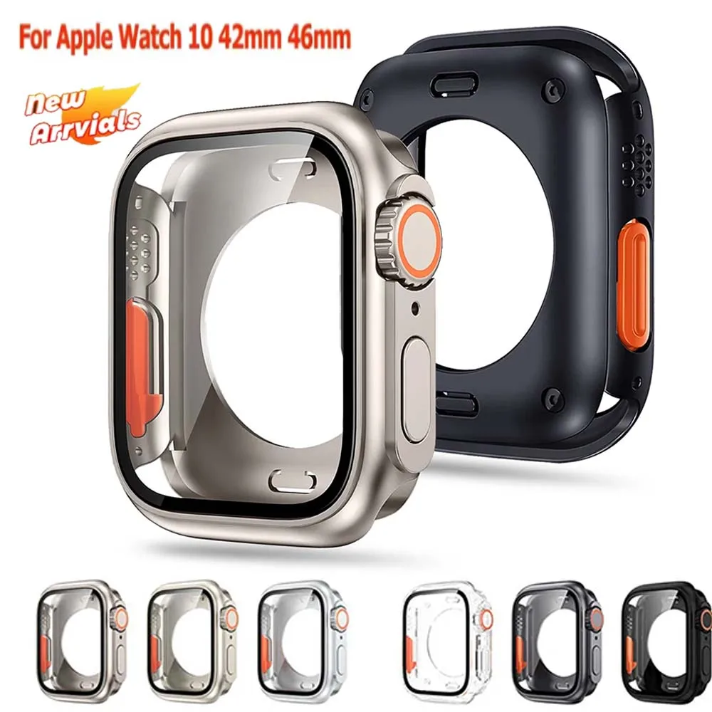 Change To Ultra Displayschutzfolie für Apple Watch 10, 46 mm, 42 mm, hartes PC-Front- und Heckstoßgehäuse für Iwatch 10, 9, 8, 7, 6, 44 45 mm Image
