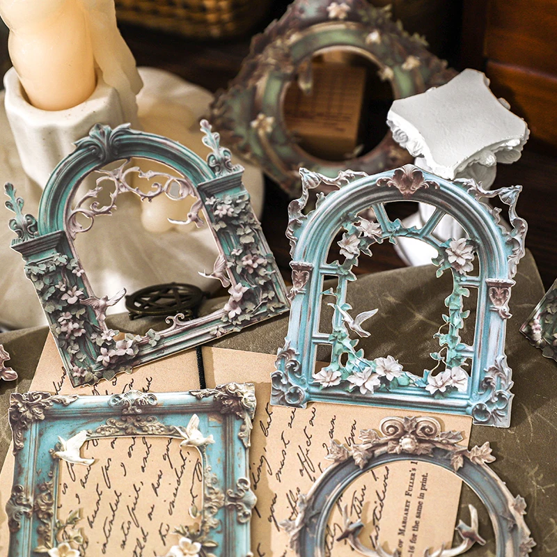 JIANQI 10 Stück Vintage Relief aushöhlen Aufkleber DIY dekorative Junk Journal Aufkleber für Scrapbook Label Tagebuch Album Planer Image