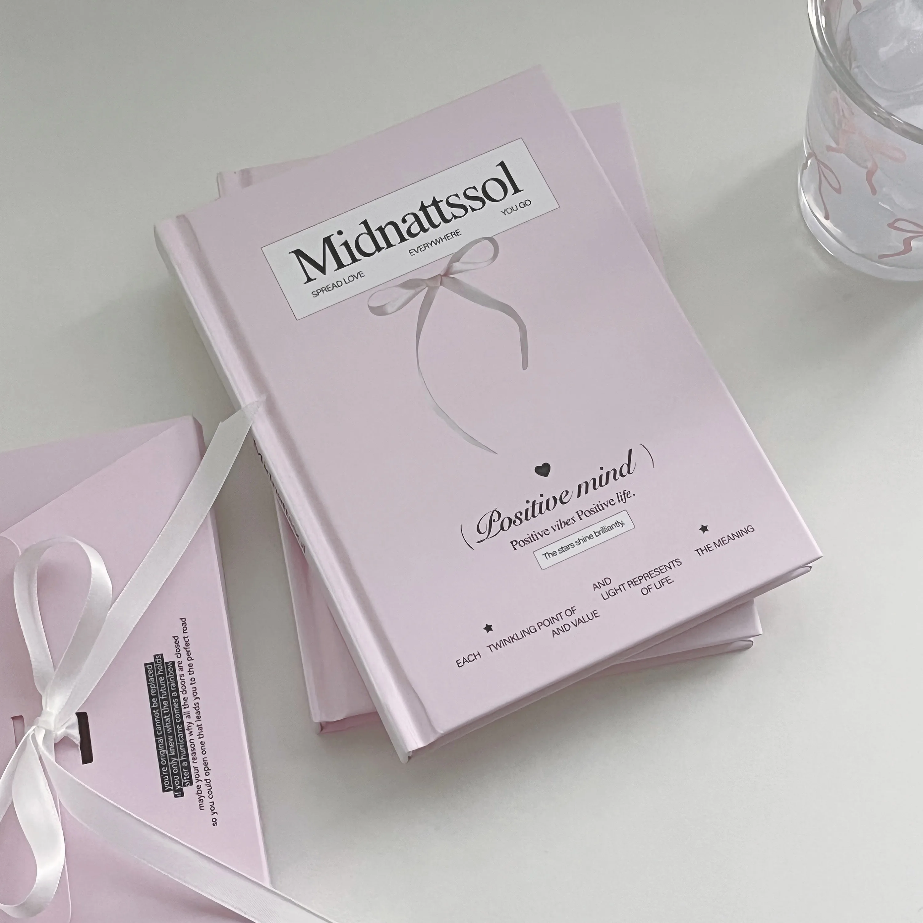 B6-Hardcover-Notizbuch mit rosa Schleife – Ästhetisches koreanisches Ins-Tagebuch mit bunten Seiten, süßes Tagebuch für Mädchen, koreanisches Serviesxina Image