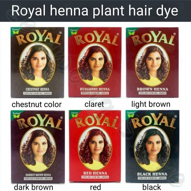 Henna ROYAL natürlicher Pflanzenfarbstoff, mild, nicht reizend, antihaftbeschichtet auf die Kopfhaut, leicht zu färben und abdecken graues Haar 60 g Image