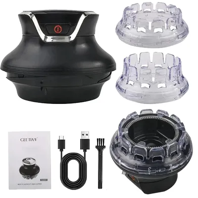 Automatic Hair Trimmer 360 Rotating Hair Clipper LED Display Portable Shaved Head Artifact UFO
