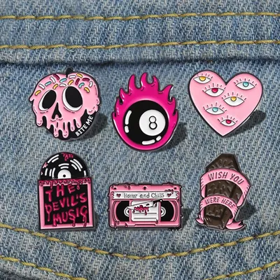 YOU WERE HERE Pines Lapel Badges Punk Gothic Jewelry Gift for Kids Friends Pinsk Skull Heart
