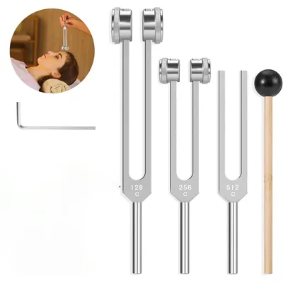 128/256/512Hz Tuning Fork Set Weighted Bio-Acoustic Tuning Fork for Healing Chakra,Sound Therapy Reliever Stress System Testing