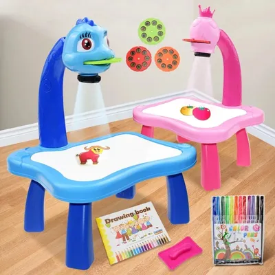 Children's Early Education LED Projector Drawing Table Toy Multifunctional Drawing Board Learning
