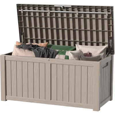 120 Gallon Outdoor Storage Box - 120 Gallon Deck Box Waterproof Patio Furniture, Garden Tools,