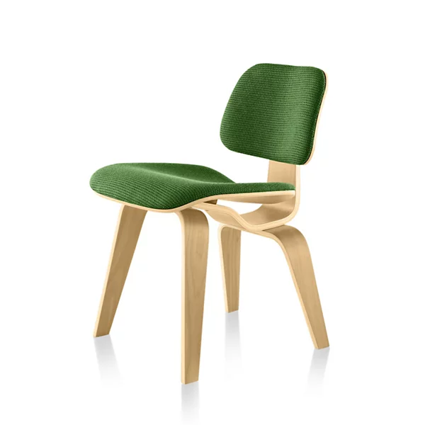 Herman Miller Eames Molded Plywood Dining Chair with Wood Legs, Upholstered - Herman Miller Authorized Retailer