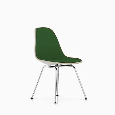 Herman Miller Eames Molded Plastic Side Chair with 4-Leg Base, Upholstered - Herman Miller Authorized Retailer