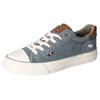 Sneaker MUSTANG SHOES, Damen, Gr. 38, blau (graublau), Textil, Lederimitat, sportlich, Schuhe, Freizeitschuh, Halbschuh, Schnürschuh, mit Gummikappe