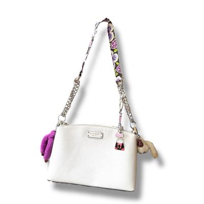 Kate Spade Bags | Kate Spade Pebble Leather Vera Bradley Adjustable Strap Crossbody Charm Bag | Color: White | Size: Os