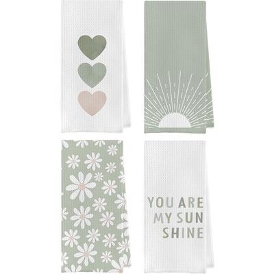 TEMU -chic '' 4pcs Kitchen Towel Set - Microfiber, Waffle Weave, Cooking & Bathroom Decor, Machine Washable, 18x26 Inches Image