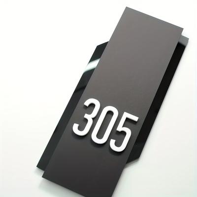 TEMU 1pc Custom 3-tier Adhesive Craft Carved Number Address Sign, Wall Mount Plate For Hotels, Apartments, Luxury Address Display, No Electricity Needed Image