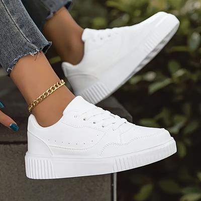 TEMU Women' Low-top Sneakers - Lightweight, Breathable Casual Running Shoes With Soft Md Sole, Comfortable Microfiber Leather Upper, All Image