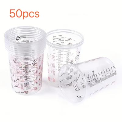 TEMU 600ml Calibrated Paint & Resin Mixing Cups - Clear Plastic With Measuring Scales, Ideal For Crafts And Diy Projects, Craft Supplies | Clear Plastic Cups | Plastic Image