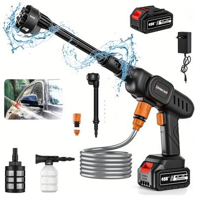 TEMU 1pc High-pressure Power Washer With 20000mah Rechargeable Lithium Battery, Electric Water Sprayer For Car Wash, Garden Cleaning, And Home Use - Compatible With Moutian Battery, Pressure Washer Image