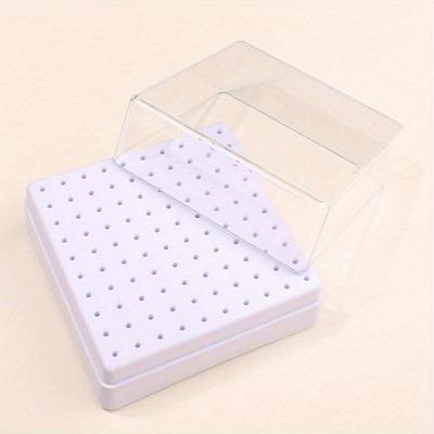 TEMU 1pc Acrylic Nail Drill Bit Organizer Box With Holes & Transparent – Hypoallergenic Storage For Salon & Home Use, Salon Organizer | Portable Organizer | Transparent Storage Image
