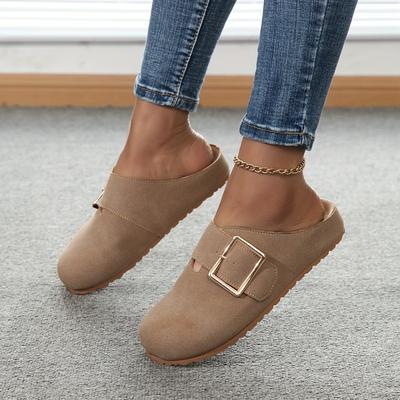 TEMU Women's Comfortable Slip-on Mules - Casual & Versatile, Large Size, Fabric Upper With Pvc Sole, Wear Image