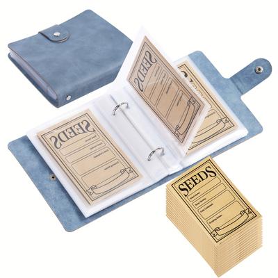 TEMU 1 Set Seed Storage Box, Seed Clip, Leather, Handheld, With 50pcs Sealed Seed Envelopes, Vegetable Seed Collect Template For Garden