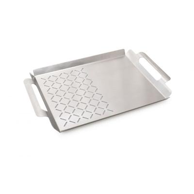 2 in 1 Edelstahl Grillplatte Grillzubehör Grillaufsatz 45 x 30 x 4 cm - Primaster Image