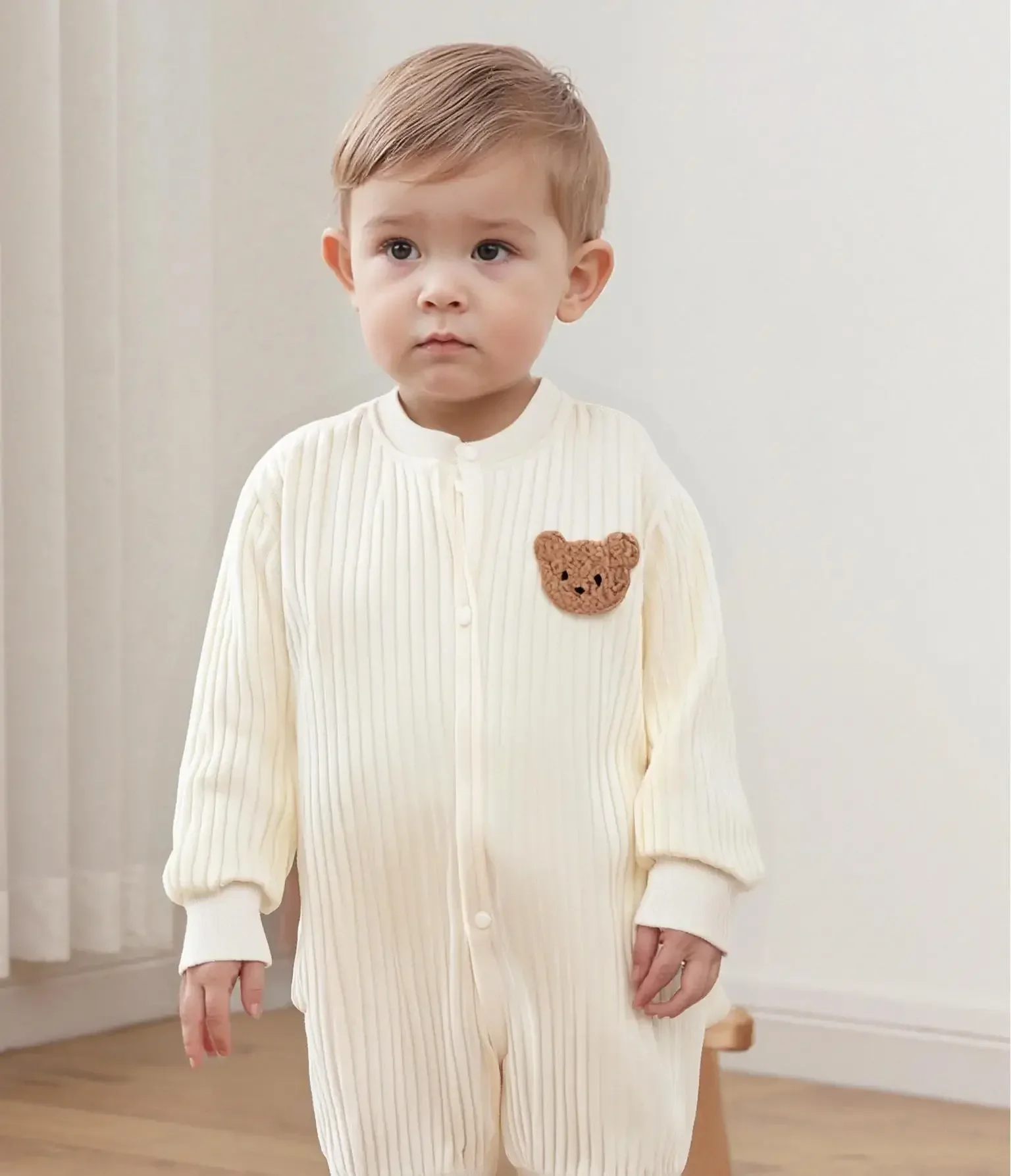 Baby-Kleidung, Strampler für Jungen und Mädchen, Neugeborenen-Body und einteilig, einfarbig, 100 Baumwolle, 0–24 Monate, langärmeliges Loungewear-Outfit Image